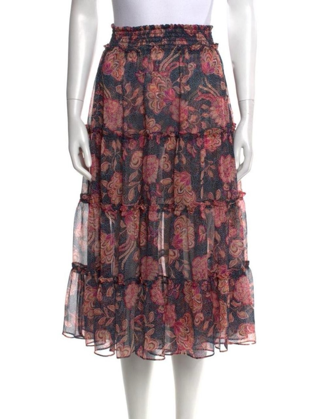 Misa Los Angeles Tiered Midi Skirt